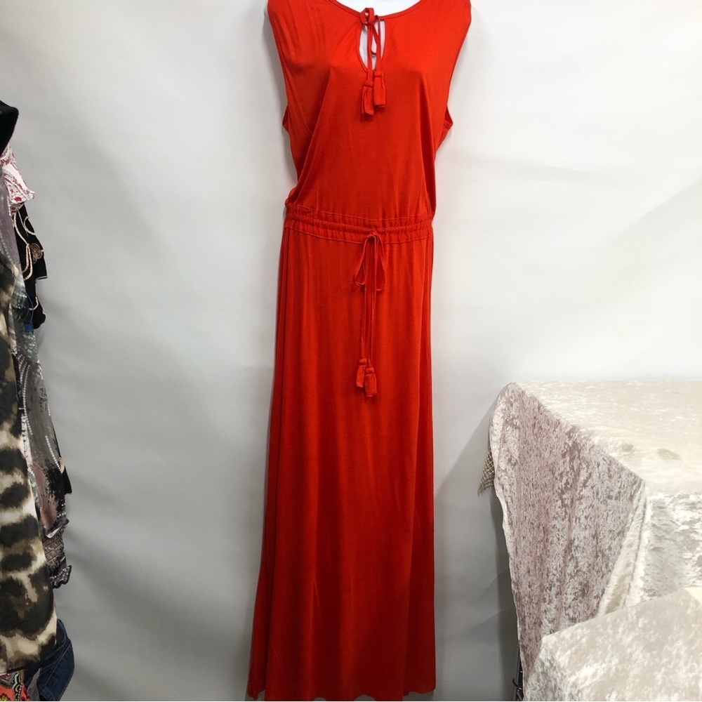 VENUS Red Sleeveless Maxi Dress with Tassel Tie